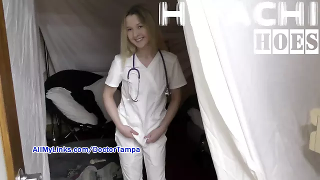 BTS and bloopers of Stacy Shepard's Don't Tell Doc I Cum on the Clock at HitachiHoes.com medical center