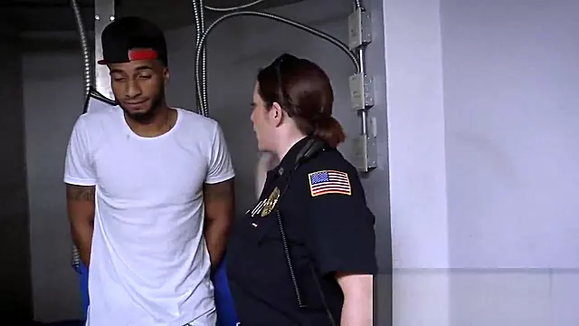 Milf cops catch handsome criminal and take him to a random room