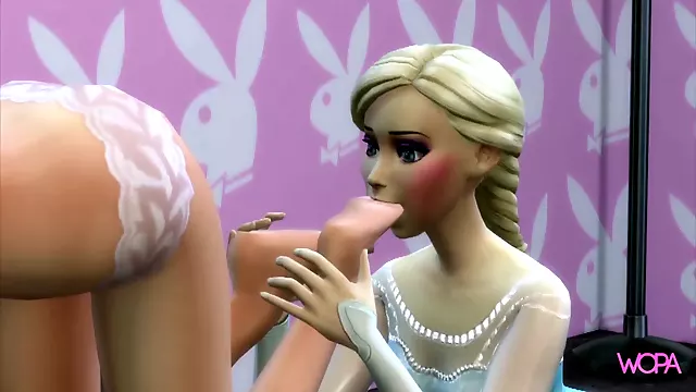 Elsa and Anna from Frozen indulge in passionate girl-girl action in bedroom
