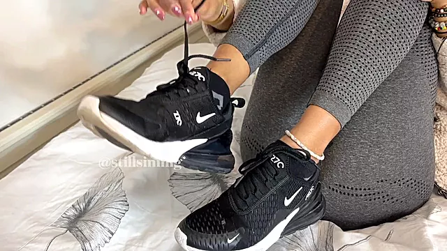 After gym footjob - her dirty ankle socks drenched in cum