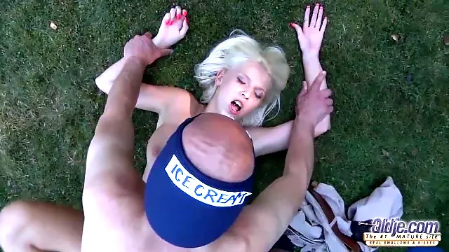 The icecream man gets to have sex with beautiful blonde tight ass pussy cum