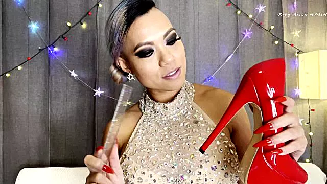 Sexy ASMR Tapping Red And Silver High Heels