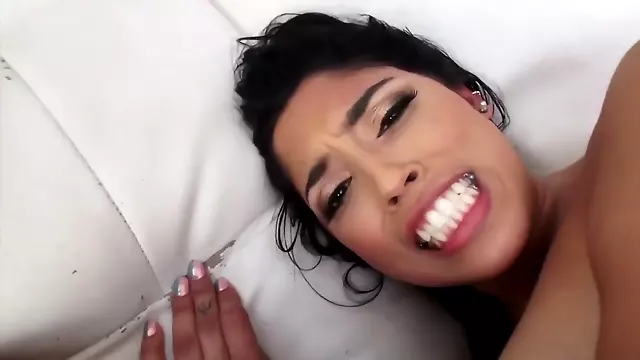 Finger-licking Latina babe thinks anal stretching won't hurt