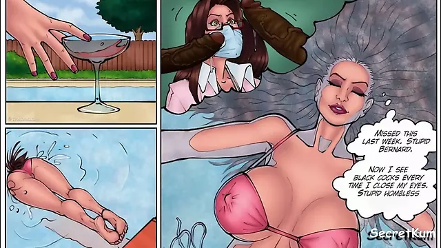 Day dreaming, naked at the pool, cartoon porn