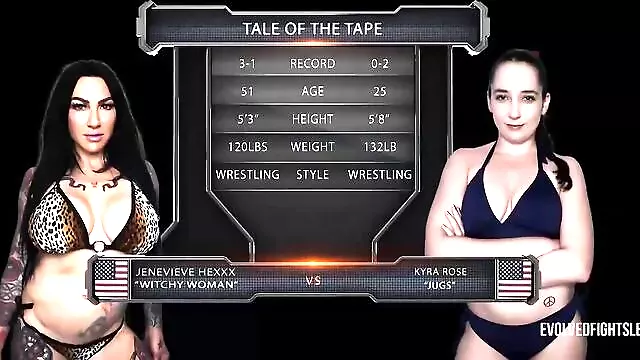 Funny Jenevieve Hexxx and Kyra Rose's evolved wrestling xxx