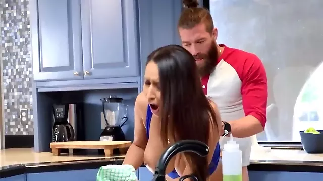 Xander Corvus eats Isis Love's ass and fucks her in the kitchen