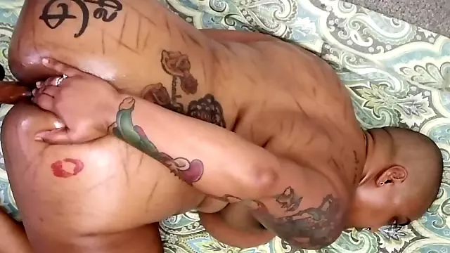 Oiled up and shuttering orgasm