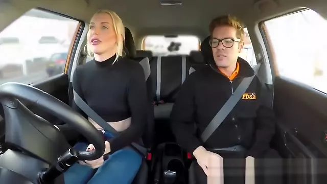 Blonde Slut Fails Driving Test, Still Passes