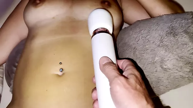 Amateur girl gets herself off with a massage wand for an intense orgasm