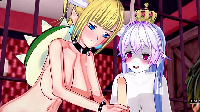 Bowsette and Boosette engage in a steamy threesome! (3D Anime)