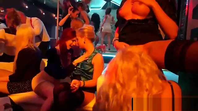 Lesbian party whores lick twats in public