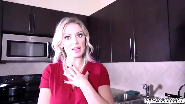 Stepmom Kenzie Taylor begs to deepthroats stepsons huge cock while wearing handcuffs.She likes swallowing his boner and got loaded with a facial jizz.