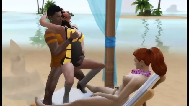 Girlfriend Emma gets her virginity on the beach in front of her  sims 4 wicked