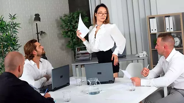 Sexy Petite Spaniard Francys Belle Seals Business Deal with Office Room DP GP2271