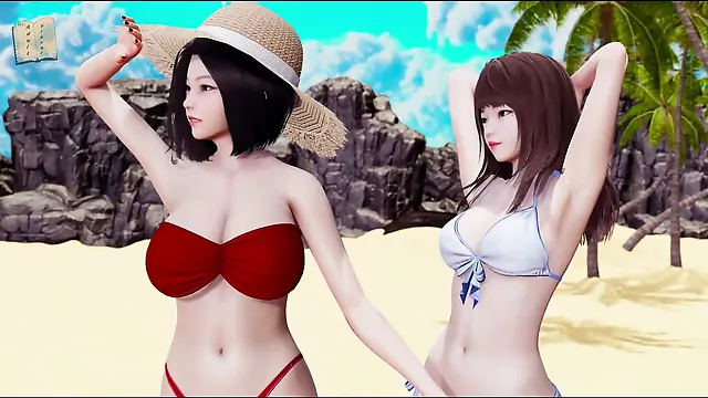 My ultimate desire 19: hot brunette with big ass and tits in swimsuit indulges in kinky visual novel