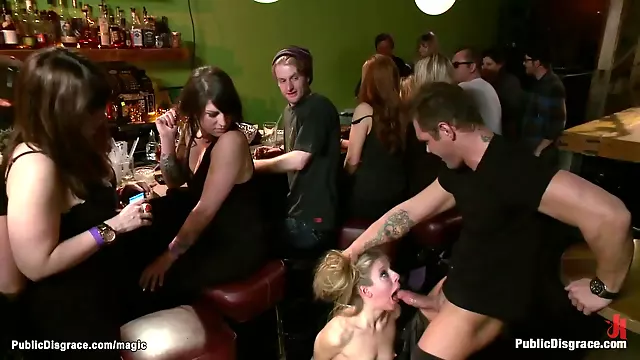 Blindfolded Blond Fucked In Public Bar With Princess Donna Dolore, Princess Donna And Nacho Vidal