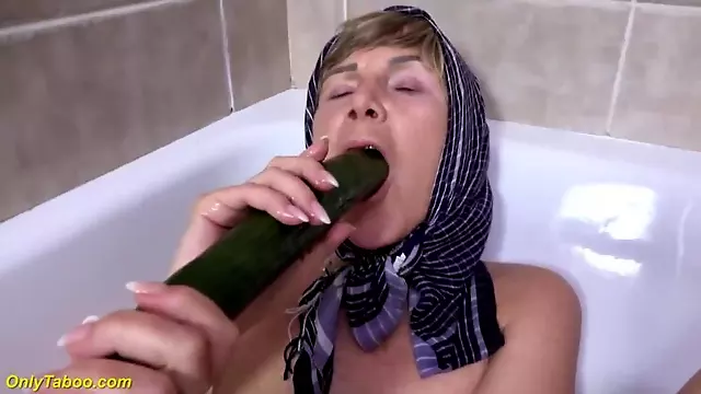 old grandma cunt destroyed by cucumber