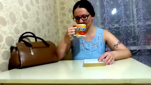 Girl Masturbating At The Table, Reading A Book