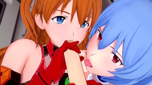 Asuka and Rei give a blojob in POV Neon Genesis Evangelion 3D Hentai Parody
